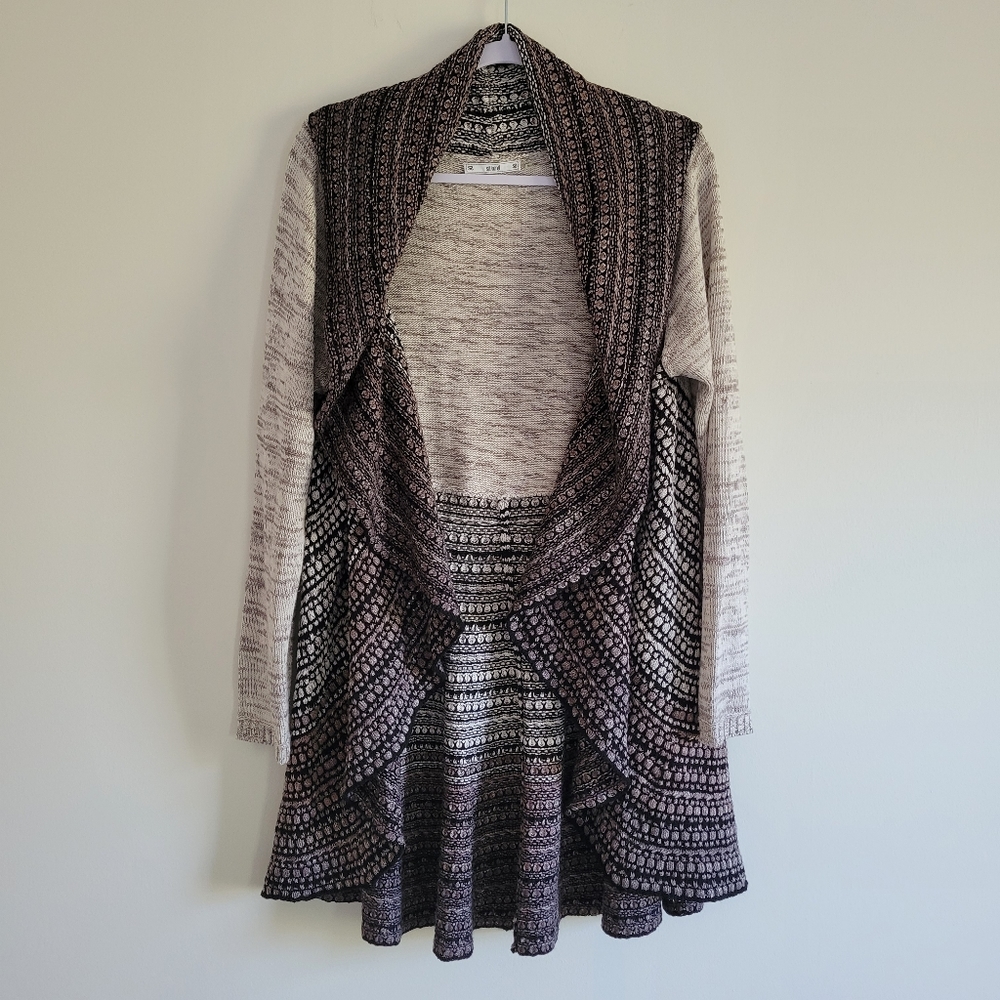 Sioni Boho Long Sleeve Open Front Cardigan L